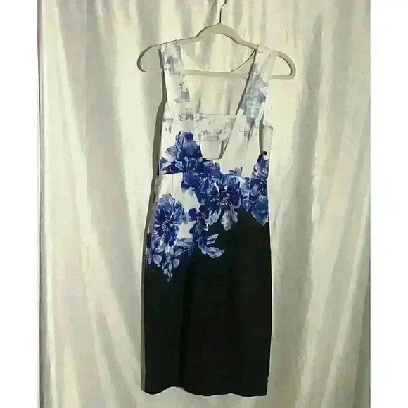 Mauve Anthropologie Sleeveless Blue Floral Dress Size 4 - Picture 7 of 9